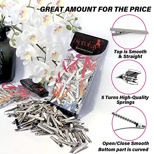 TSEROFAY 120Pcs 4.5cm Metal Plain Small Alligator Clips for Bows Crafts Silver