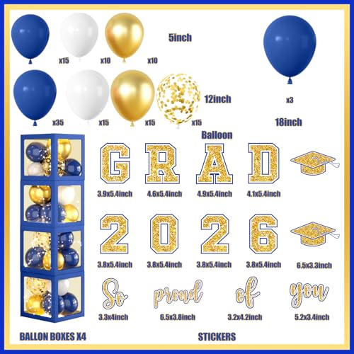 Class of 2026 Graduation Decorations Set - Blue & Gold Balloon Arch