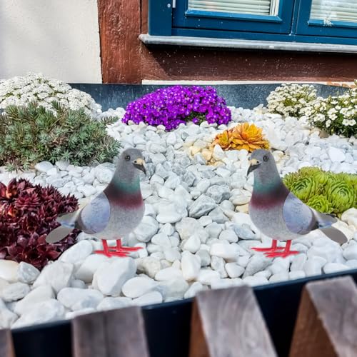 Realistic Foam Pigeon Figurines - 2-Piece Set for Garden Decor