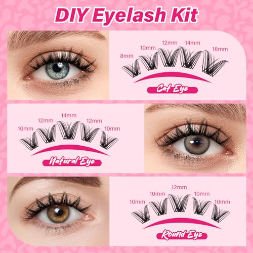 PRO LASHBEAUTY Sweety Lash Clusters Kit - 8-16mm, Waterproof & Reusable
