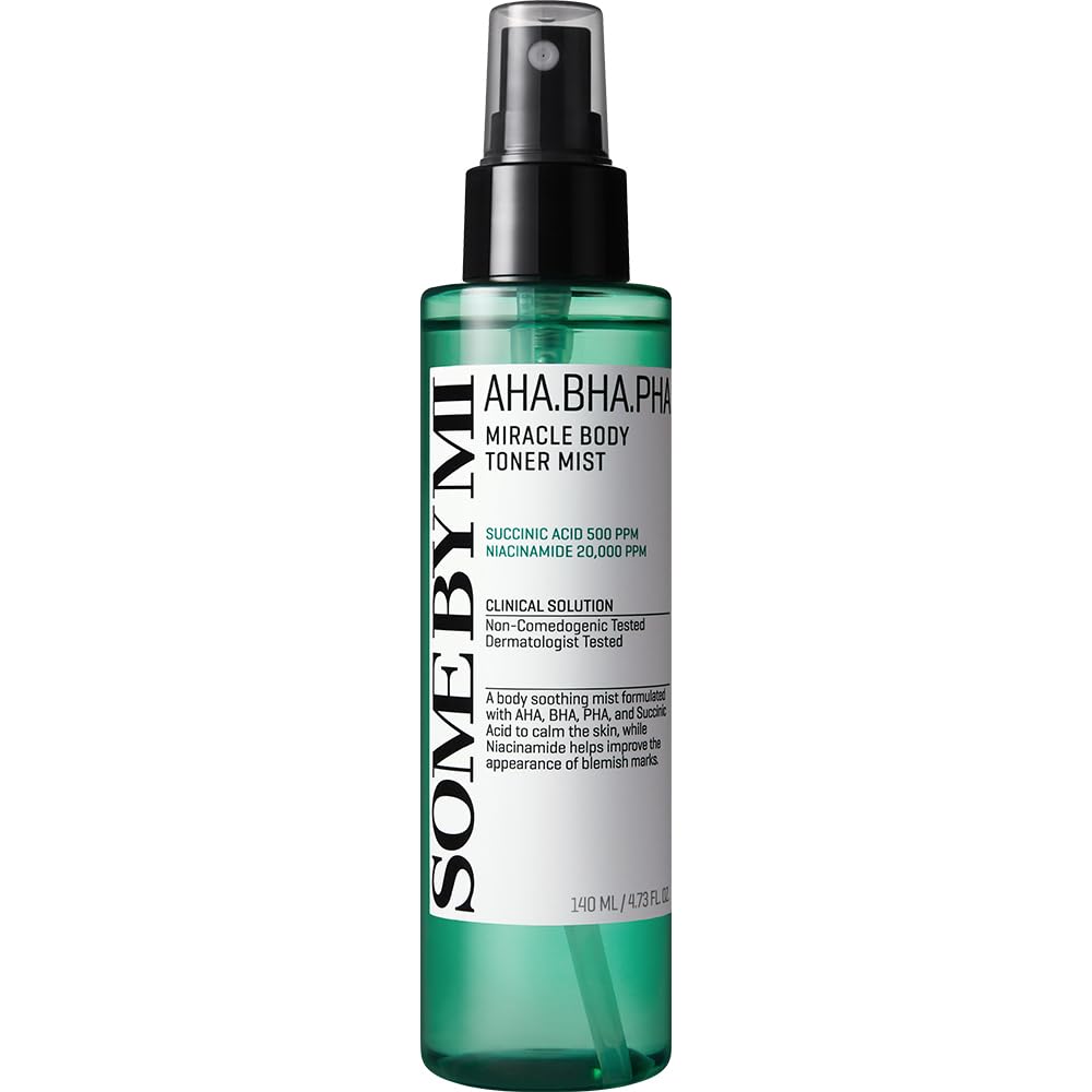 AHA BHA PHA 30 Days Miracle Body Toner Mist - Exfoliating Acne Spray with Salicylic Acid & Tea Tree | 4.73oz, 140ml