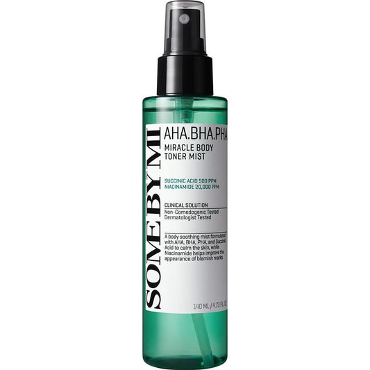 AHA BHA PHA 30 Days Miracle Body Toner Mist - Exfoliating Acne Spray with Salicylic Acid & Tea Tree | 4.73oz, 140ml