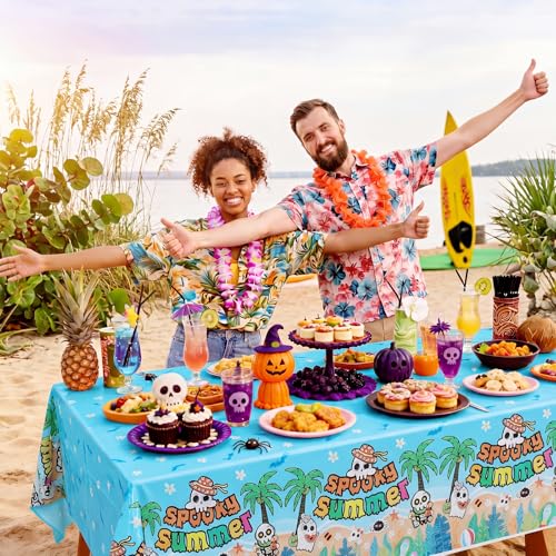 Hahafelt 3-Pack Summer Halloween Tablecloths - Spooky Ghost & Skull