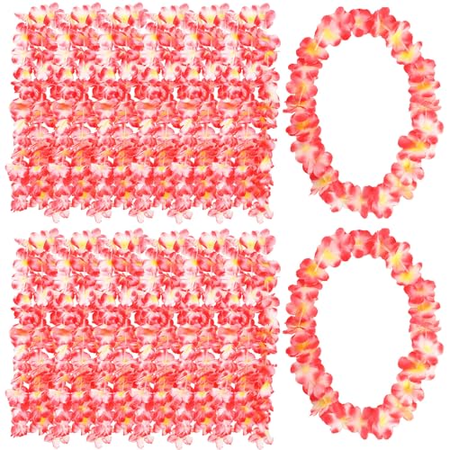 24 Pack Pink Hawaiian Leis Necklaces for Luau Parties & Events