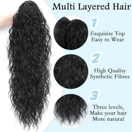 28 Inch Curly Ponytail Extension for Women, Clip-In Hair Extension