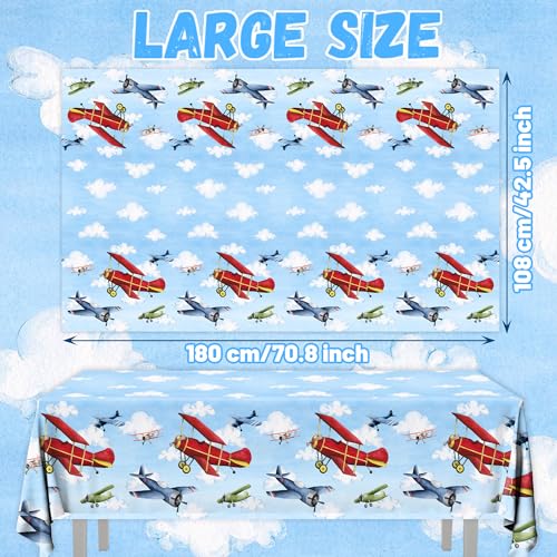 3pcs Airplane Party Tablecloths - Disposable Plastic Covers for Kids