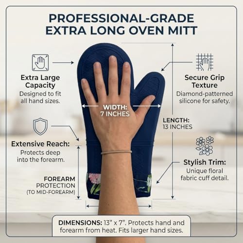 HOMETYGER Heat-Resistant Silicone Oven Mitts - Waterproof, Non-Slip, Cotton Lined