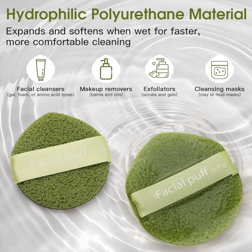 GloréBrochas 3-Pack Facial Sponges – Reusable PU Face Cleansing & Exfoliating Pads