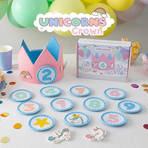 BONNYCO Unicorn Birthday Crown with Interchangeable Numbers 0-9