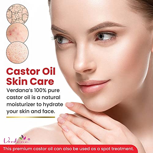 Verdana Organic Castor Oil 32 fl oz - Cold Pressed & Hexane Free for Hair, Skin, Eyelashes & Eyebrows
