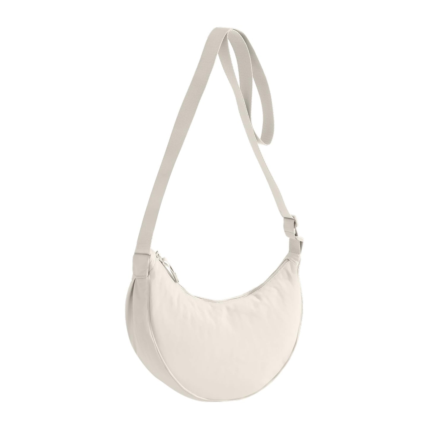 Crossbody Crescent Bag Quilted,Crossbody Bag for Women and Men,Trendy Crossbody Hobo Bag for Work Travel Shopping,Beige