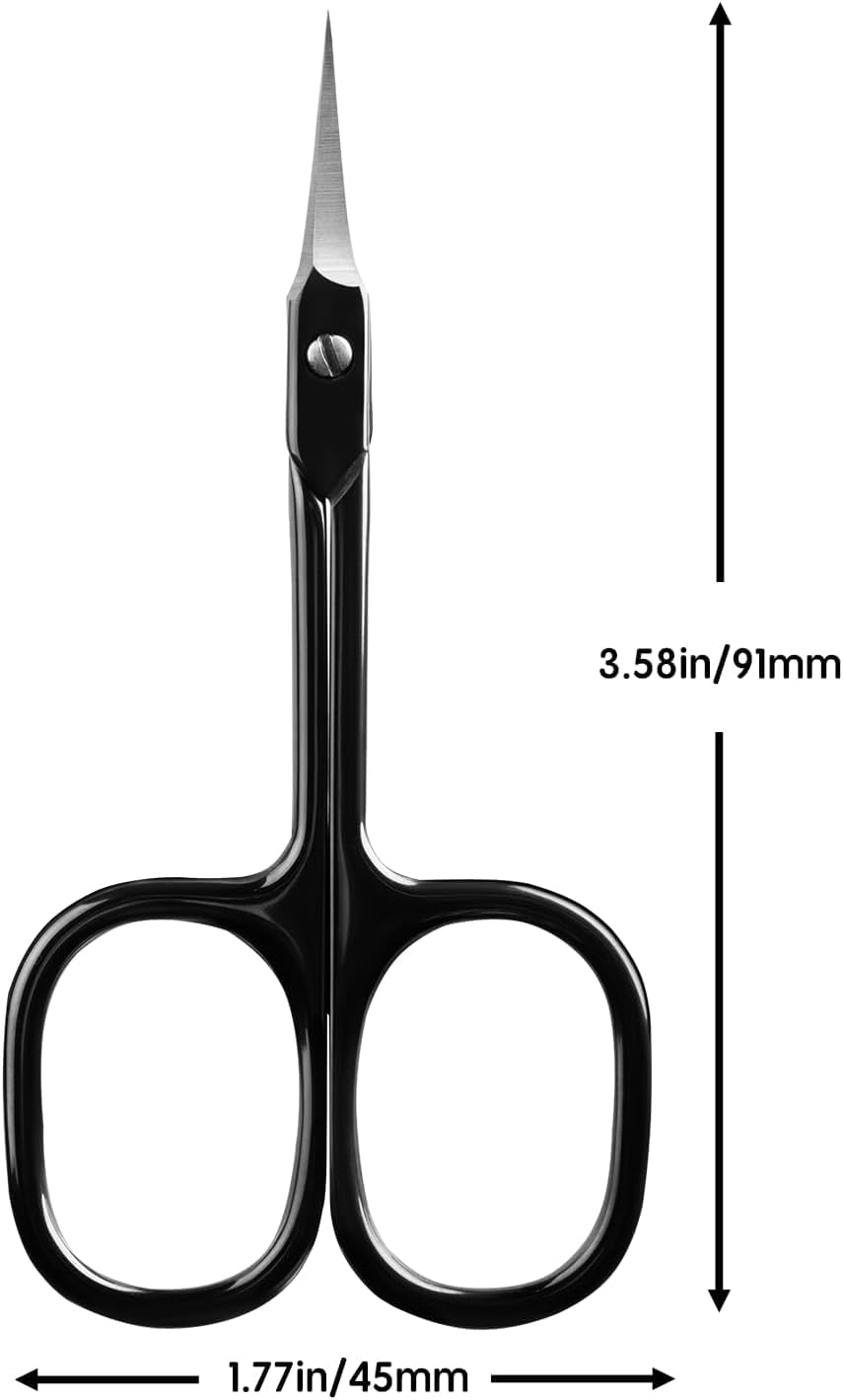 Velodios Professional Cuticle Scissors Extra Fine for Women and Men, Upgraded Curved Precise Pointed Tip Grooming Scissors for Trimming Eyebrow, Eyelash, Trim Nail and Dry Skin (Black)