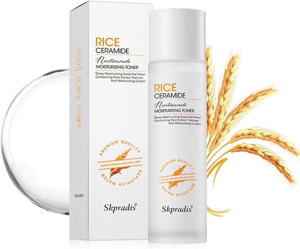 Natural Rice Toner - Ceramide-Infused Hydrating Formula for Dull & Dry Skin | 4.05 Fl Oz