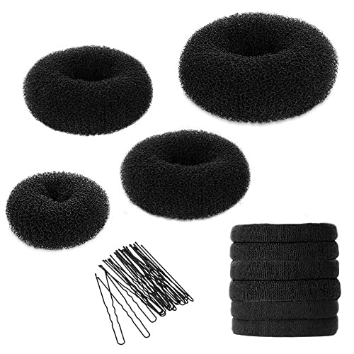 YaFex Hair Bun Maker Kit - 3 Sizes, Elastic Ties & Bobby Pins
