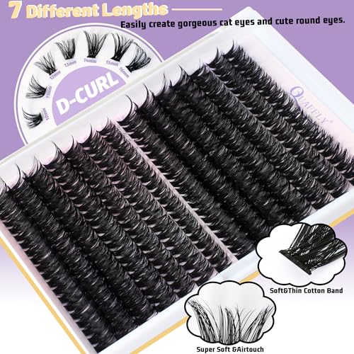 QUAFFLY 280Pcs DIY Lash Clusters Kit with Bond, Seal, Remover & Tweezers