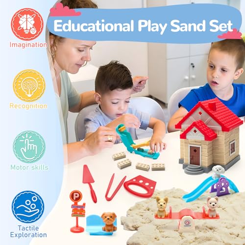 Crelloci Magic Sand House Building Playset for Kids 3-8