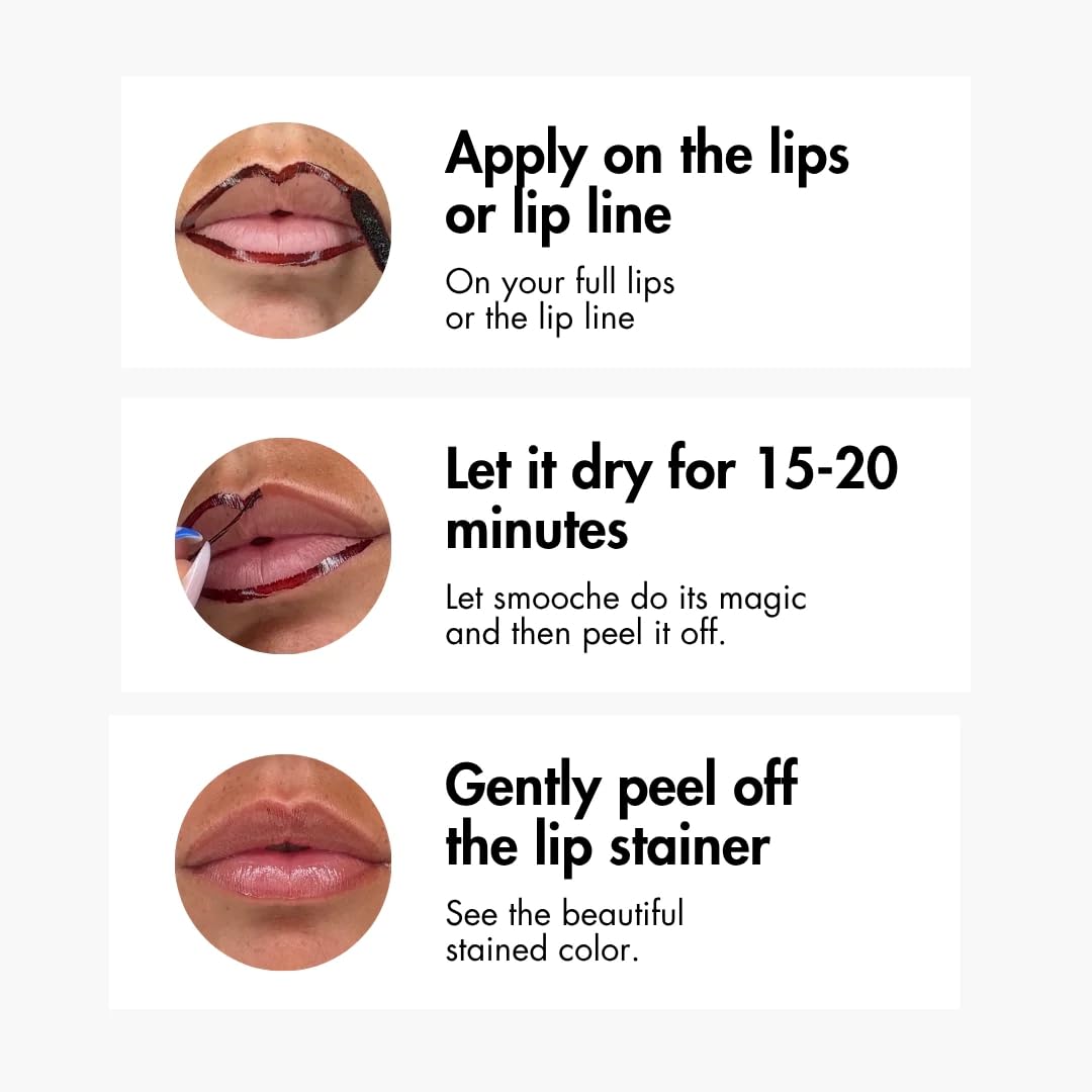 Smooche Peel-Off Lip Stain Tint - Long-Lasting Waterproof Lip Color | Hydrating Vegan Formula - Mauve Berry
