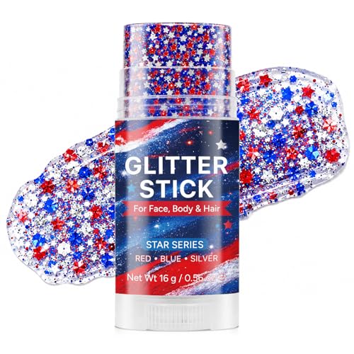 Patriotic Red White Blue Glitter Stick for Face & Hair