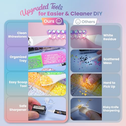 LOTWOW 70000 Pcs Bedazzling Kit with 48 Colors Rhinestones & Glue