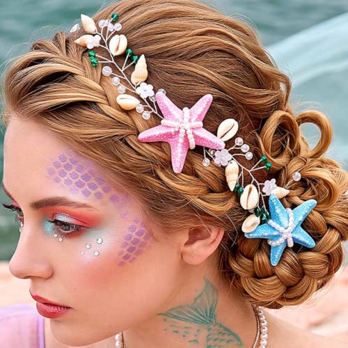 Brishow Mermaid Headband with Starfish & Seashells - Ocean Hair Vine