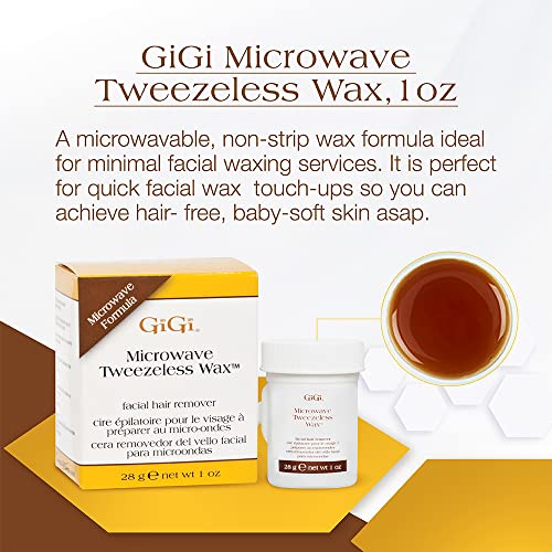 GiGi Microwave Tweezeless Wax - Honey-Infused Facial Hair Remover, 1 oz