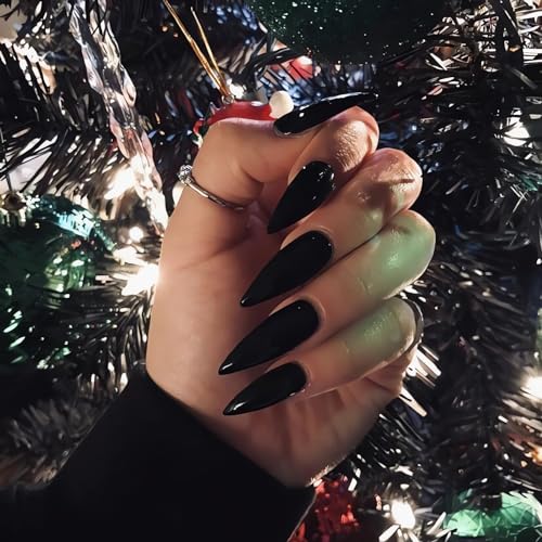 IMSOHOT Black Stiletto Press On Nails Extra Long Model 75-C09Black 24Pcs