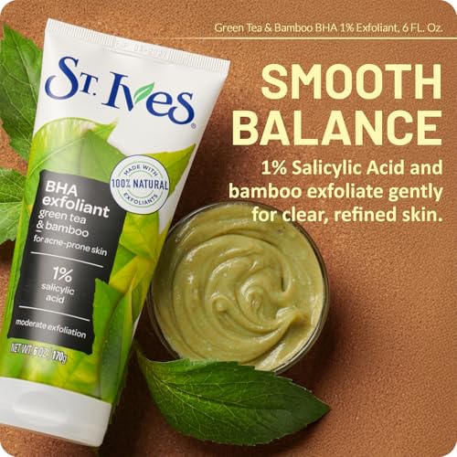 St. Ives Green Tea & Bamboo Facial Scrub for Acne-Prone Skin 6 Oz