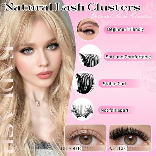 FADLASH Fluffy Lash Clusters Kit 1096Pcs 60D-150D 8-16mm