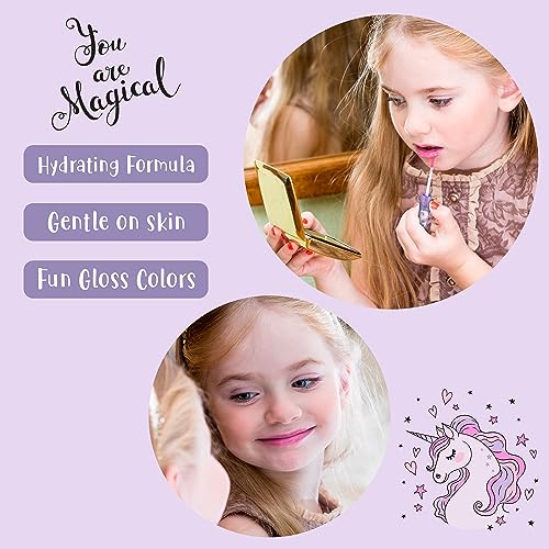 14-Piece Unicorn Princess Lip Gloss Set for Girls - Non-Toxic & Shimmery