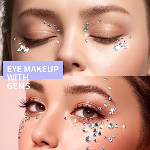 Teenitor Self-Adhesive Face Gems - 650PCS Rhinestone Stickers for Makeup