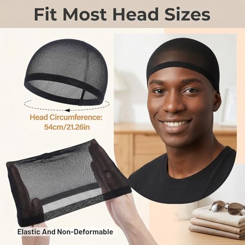 10pcs Soft Breathable Wave Caps for Men - Polyester Skull Cap