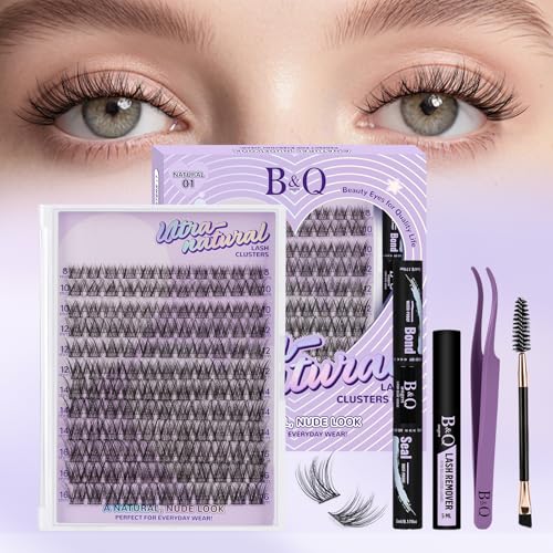B&Q Natural Lash Clusters - Wispy Invisible Band, 144PCS