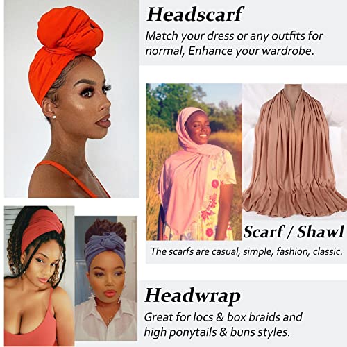 XTREND 4-Piece Stretch Jersey Turban Set - Soft Head Wraps in Black, Dark Blue, Dark Grey, Wine Red