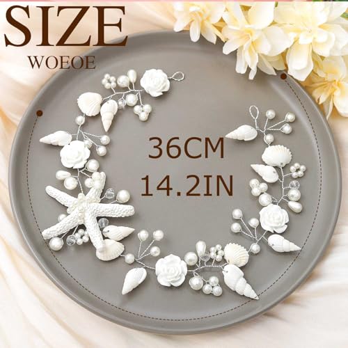 Woeoe Starfish Seashell Bridal Headband for Beach Wedding Hair