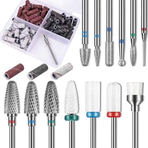 13PC Nail Drill Bits Set with Small Sanding Bands for Home Salon & Professional Use