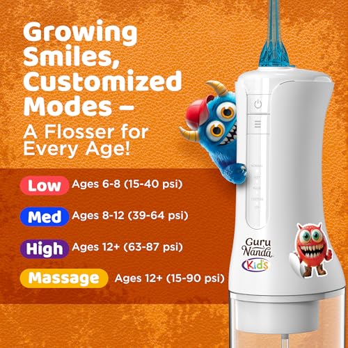 GuruNanda Kids Cordless Water Flosser - Braces-Friendly, Ages 6+