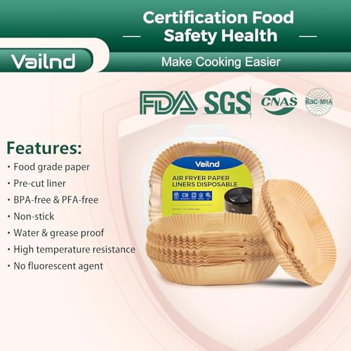 Vailnd 150PCS Air Fryer Liners - 4.7 Inch Non-Stick Parchment Paper
