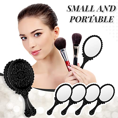 Black Vintage Handheld Mirror Set - 16 Pack Compact Retro Makeup & Travel Mirrors