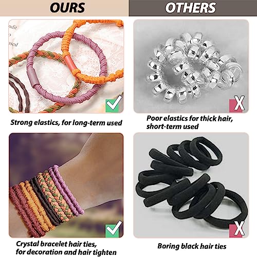 KANPRINCESS 10Pcs Boho Hair Tie Bracelet Set for Women