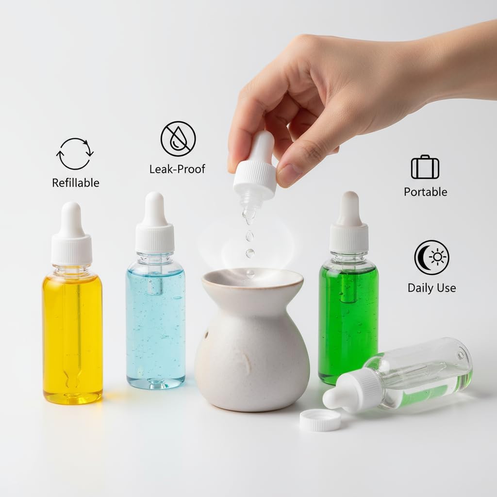 60ml Dropper Bottles for Oils & Serums - Refillable Plastic Squeezable 5 Pack | Ideal for Lab Use