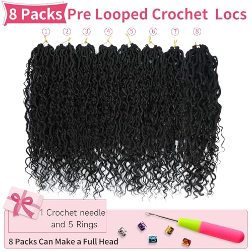 Alicoco Goddess Locs Crochet Hair 24 Inch 8 Packs 1B - Boho Style