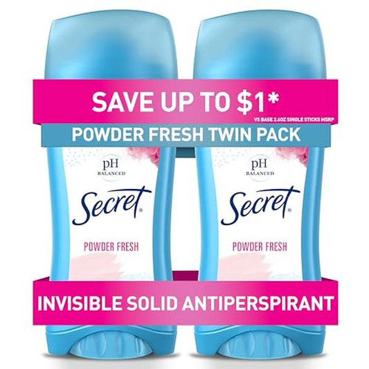 Secret Anti-Perspirant Deodorant Invisible Solid Powder Fresh Twin Pack 5.20 oz