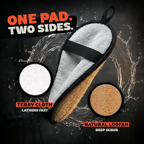REBEL SCRUB CLUB Natural Egyptian Loofah Men 2-Pack - Exfoliating Shower Scrub Pads