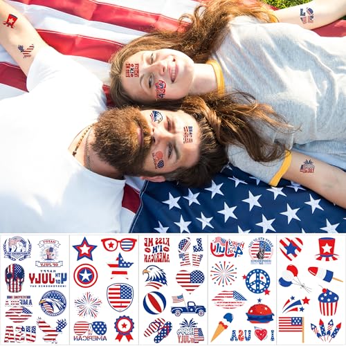 Patriotic 4th of July Tattoos for Women - 120 Pack USA Designs