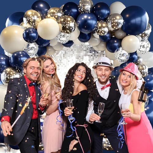 Navy Blue and Silver Balloon Arch Kit - 129 Pcs for Events