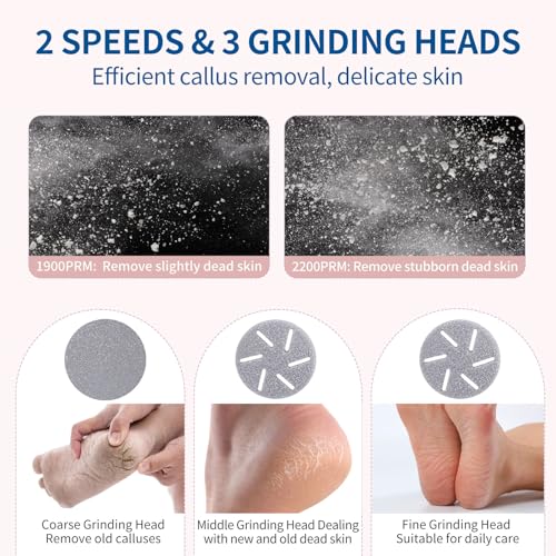Rechargeable Waterproof Electric Foot Callus Remover with Vacuum & 3 Rollers