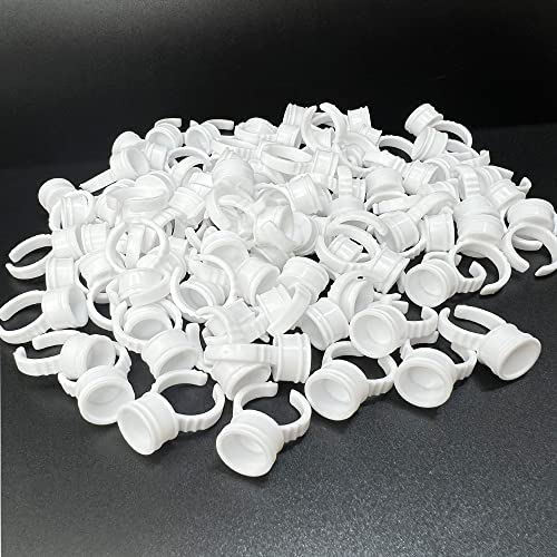 100 Disposable Tattoo Ink Rings - Adjustable Glue Holders for Makeup