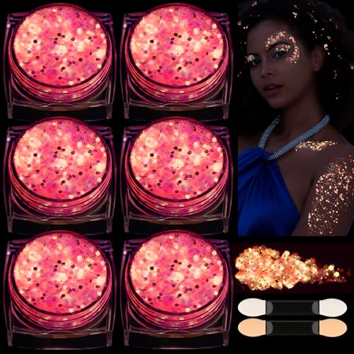 Teenitor Pink Glitter Gel - Glow in The Dark Face & Body Glitter