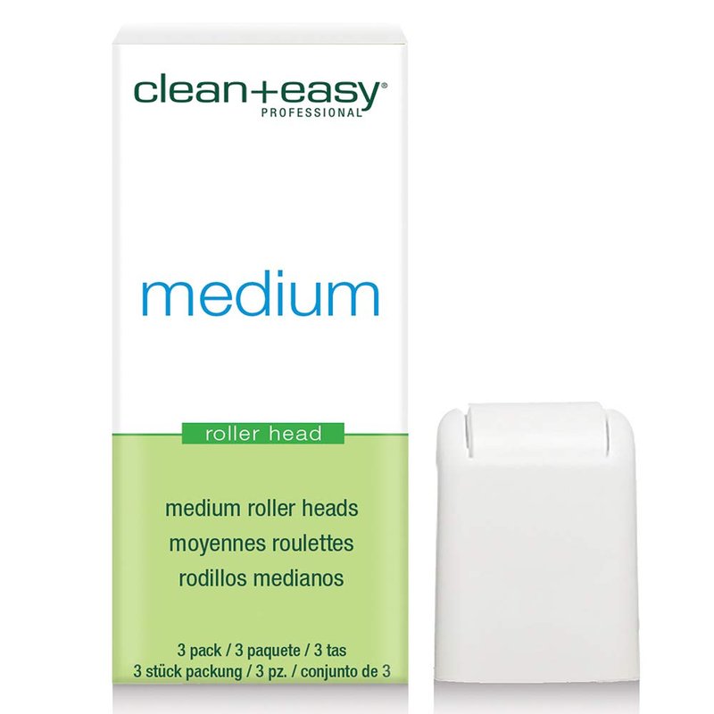 Clean + Easy Medium Wax Roller Heads – Roll On Wax Applicator Refill Heads for Hair Removal, 3 Pack