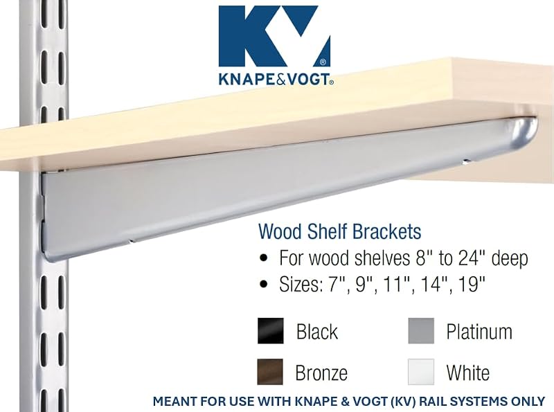 Adjustable Wood Shelf Bracket, 14-Inch Platinum, Heavy-Duty